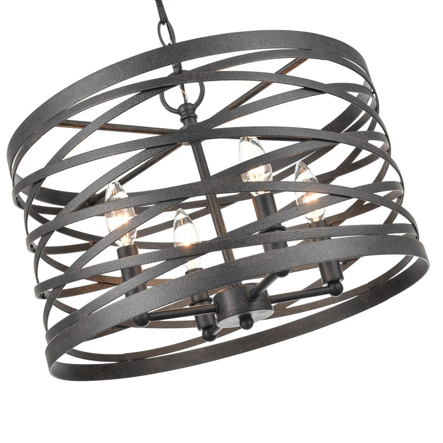 929 Lighting 4Lt Pendant, Weathered Iron