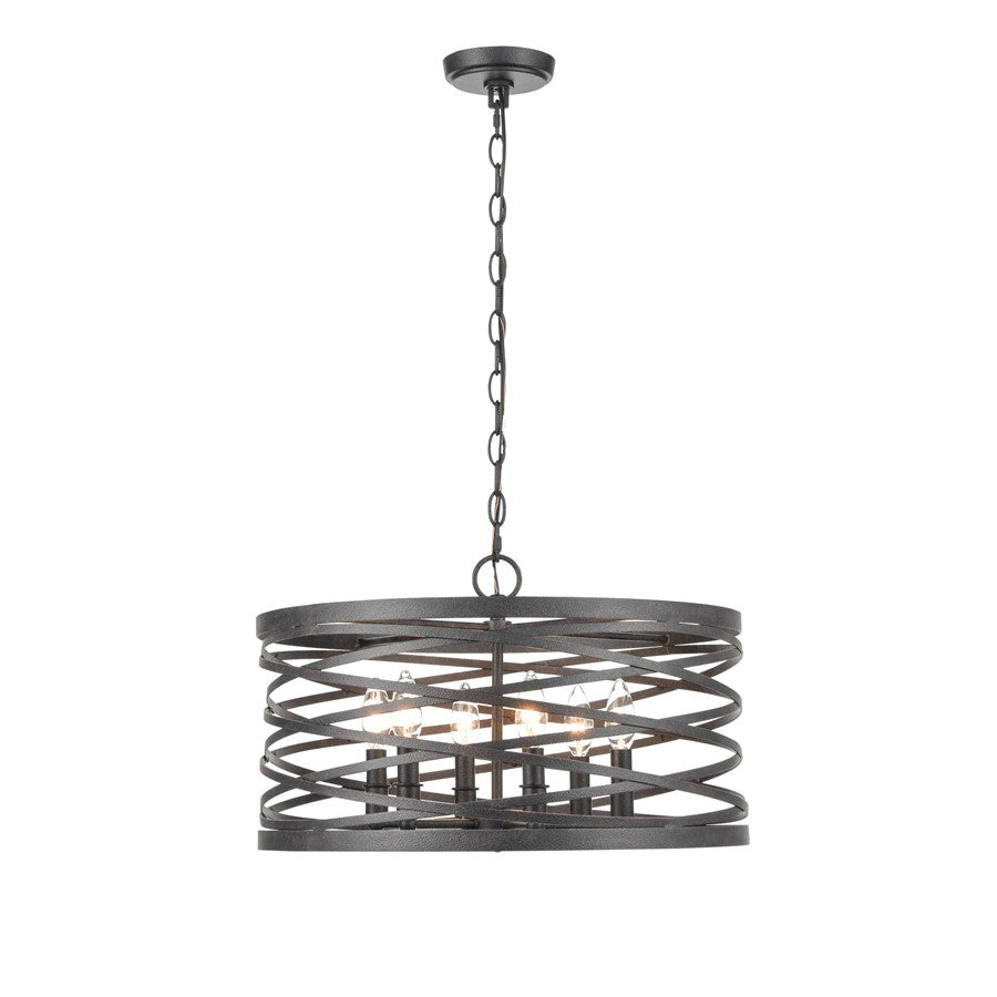 929 Lighting 6Lt Pendant, Weathered Iron