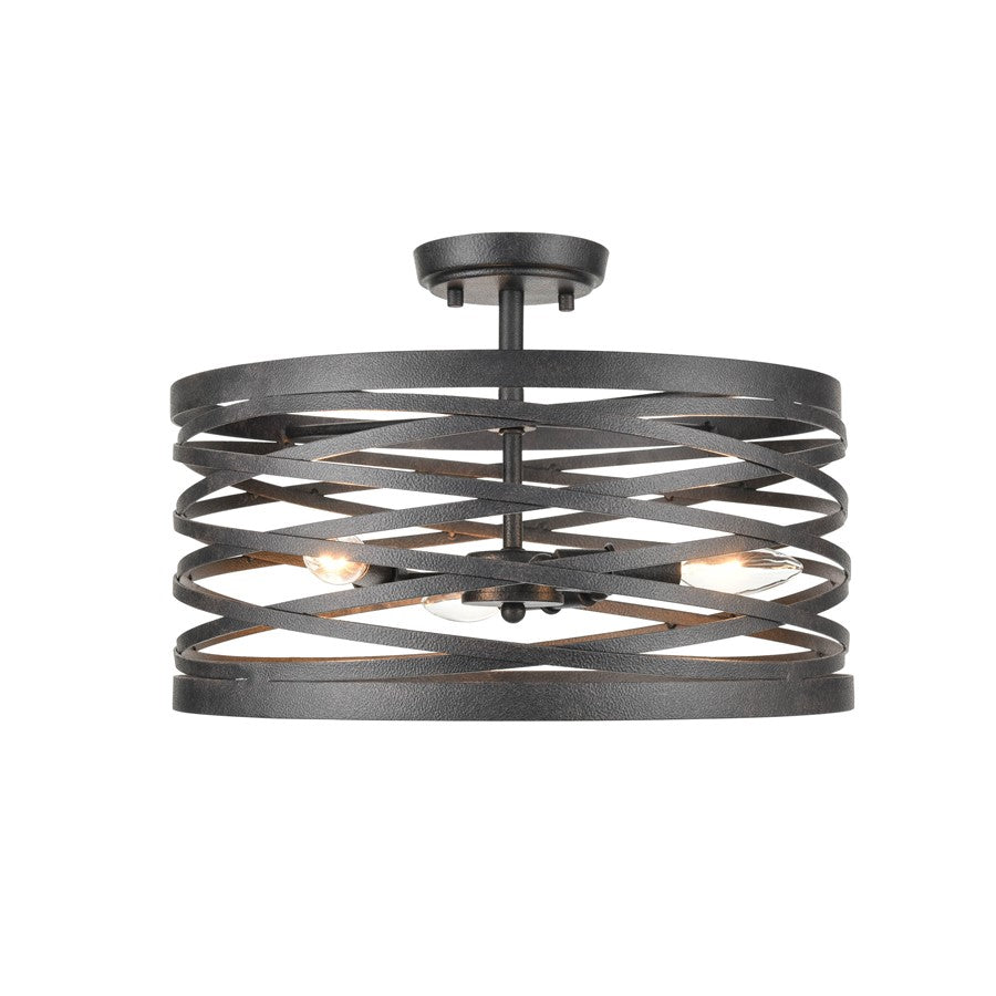929 Lighting 3Lt Semi-Flush Mount, Weathered Iron