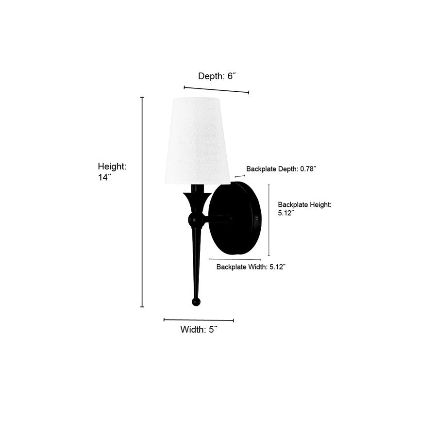 Millennium Lighting 1Lt 14" Wall Sconce, Black/Linen