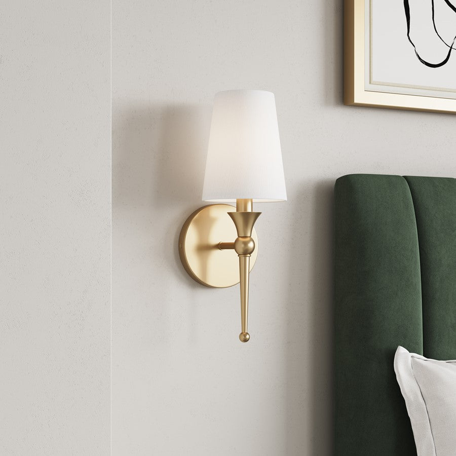 Millennium Lighting 1Lt 14" Wall Sconce, Vintage Brass/Linen