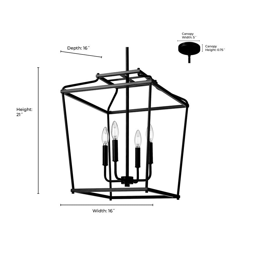 Millennium Lighting Nellita 4Lt 21" Pendant, Vintage Brass