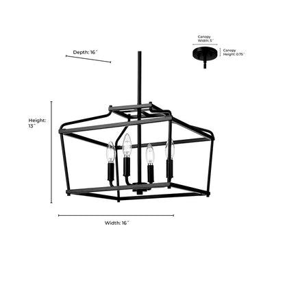 Millennium Lighting Nellita 4Lt 13" Pendant, Black