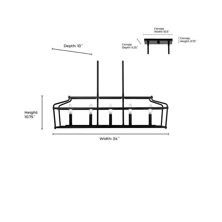 Millennium Lighting Nellita 5Lt 34" Island, Vintage Brass