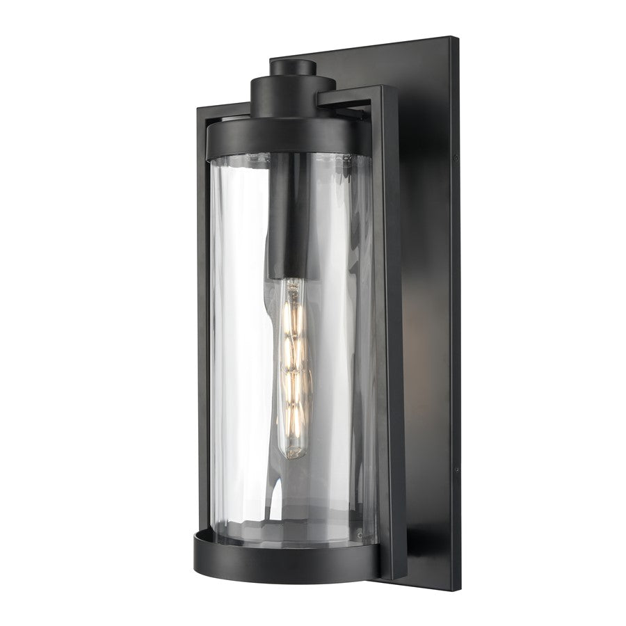 Millennium Braselton 1Lt 24" Outdoor Sconce, Black/Clear Ribbed - 192301-PBK