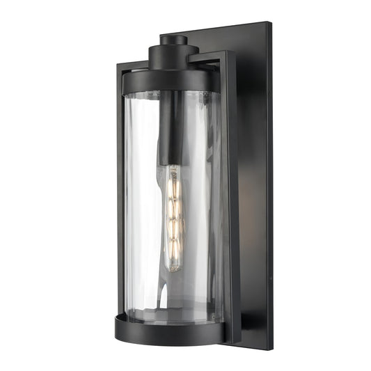 Millennium Braselton 1Lt 24" Outdoor Sconce, Black/Clear Ribbed - 192301-PBK