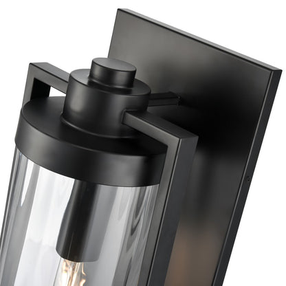 Millennium Braselton 1Lt 24" Outdoor Sconce, Black/Clear Ribbed