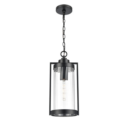Millennium Braselton 1Lt 8" Outdoor Hanging Lantern, Black/Ribbed - 192401-PBK