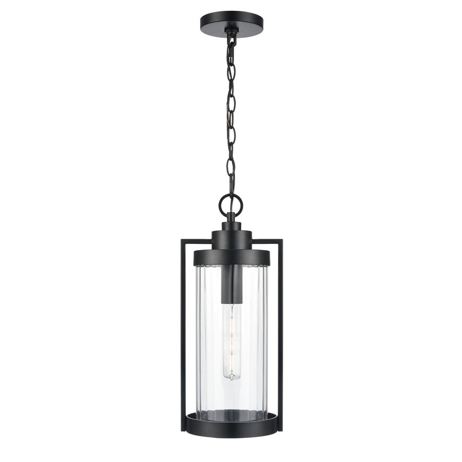 Millennium Braselton 1Lt 8" Outdoor Hanging Lantern, Black/Ribbed