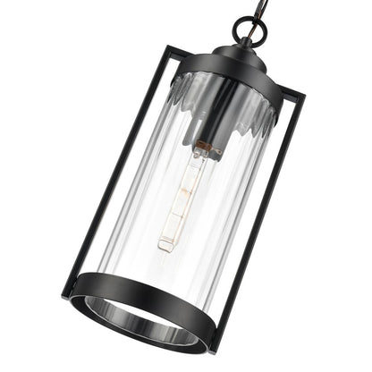 Millennium Braselton 1Lt 8" Outdoor Hanging Lantern, Black/Ribbed