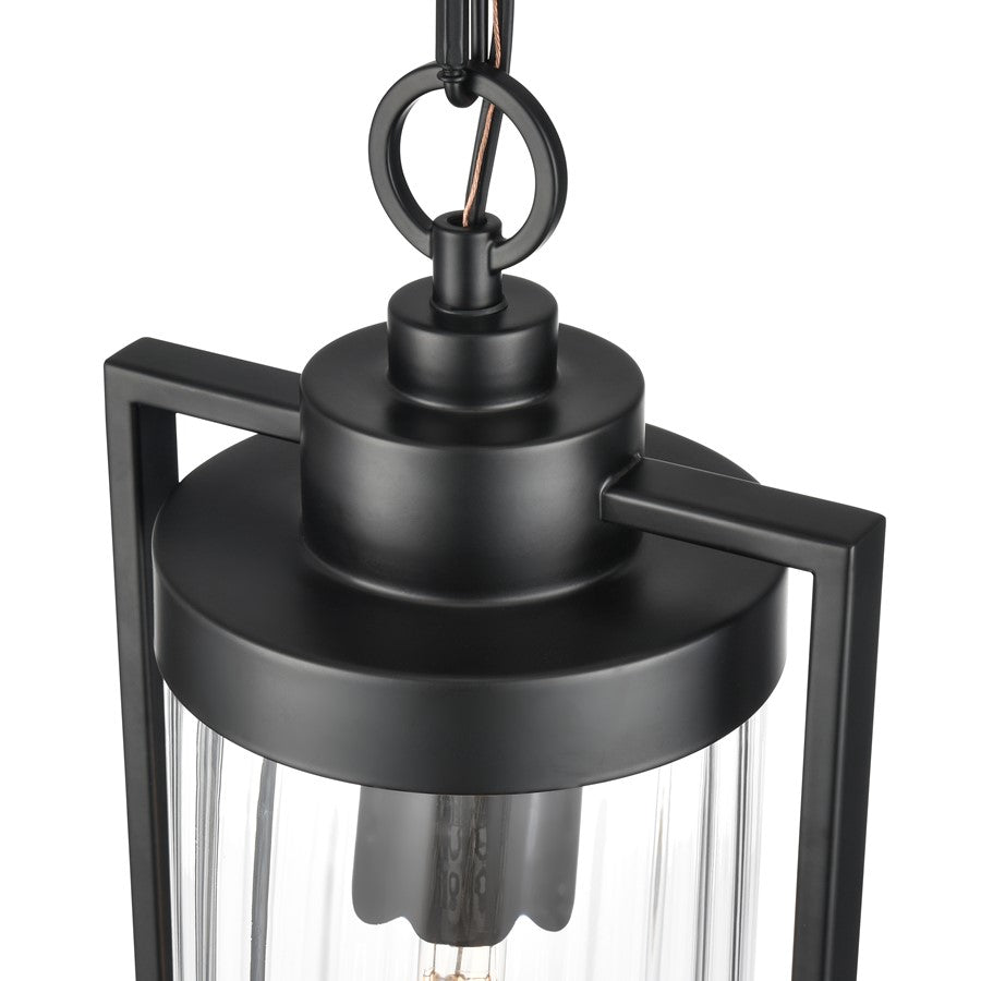 Millennium Braselton 1Lt 8" Outdoor Hanging Lantern, Black/Ribbed