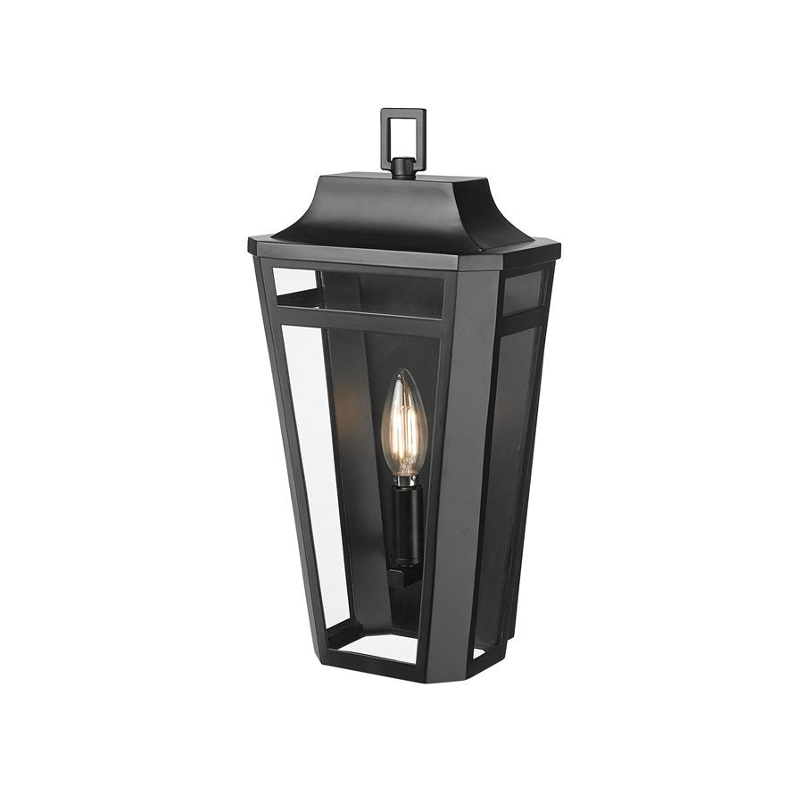 Millennium Lighting Sumerlin 1Lt 15" Outdoor Sconce, Black/Clear - 193001-PBK