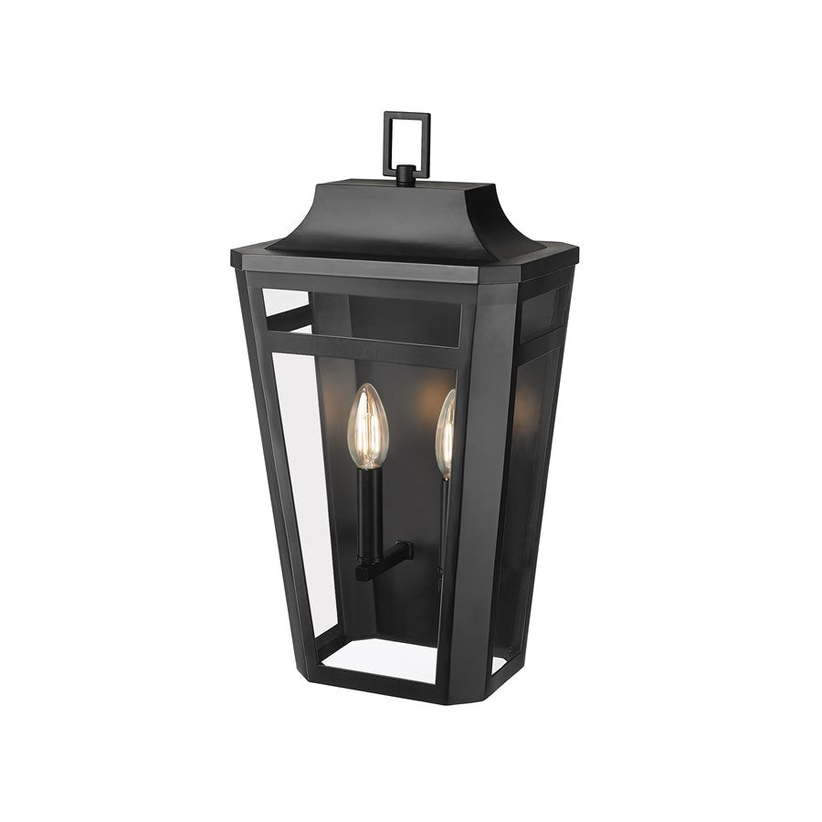 Millennium Lighting Sumerlin 2Lt 19" Outdoor Sconce, Black/Clear - 193002-PBK