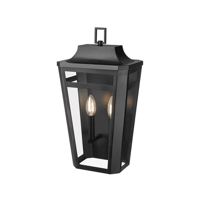 Millennium Lighting Sumerlin 2Lt 19" Outdoor Sconce, Black/Clear - 193002-PBK
