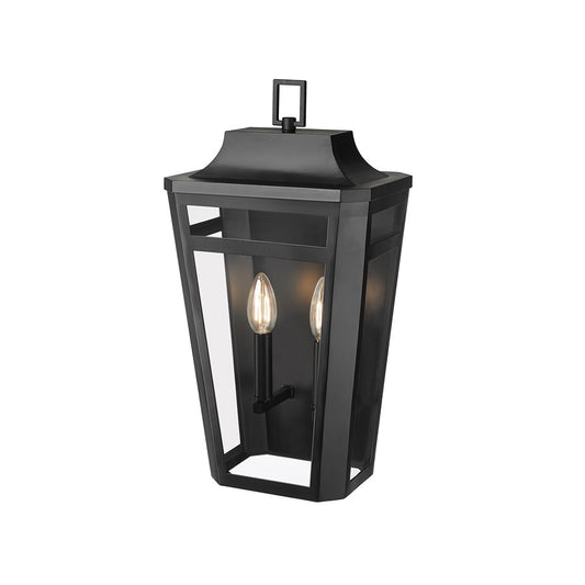 Millennium Lighting Sumerlin 2Lt 19" Outdoor Sconce, Black/Clear - 193002-PBK