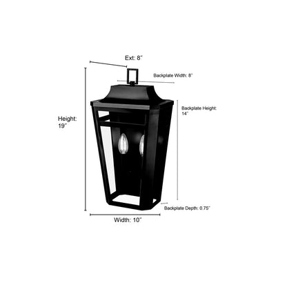 Millennium Lighting Sumerlin 2Lt 19" Outdoor Sconce, Black/Clear