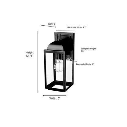 Millennium Beaufort 1Lt 13" Outdoor Wall Sconce, Black/Clear