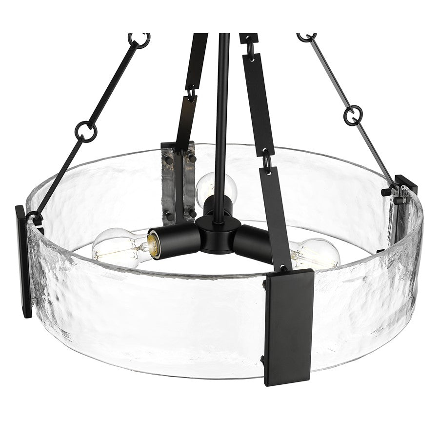 Millennium Lighting Rezi 3Lt 20" Pendant, Black/Clear Handmade