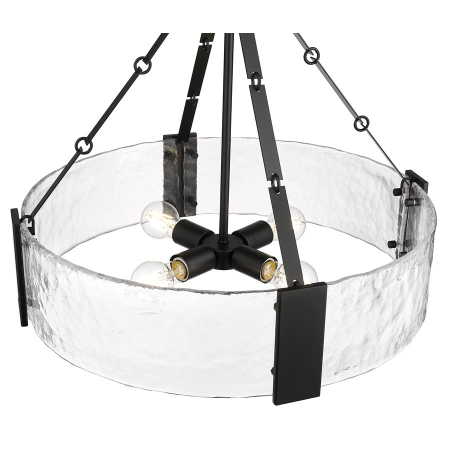 Millennium Lighting Rezi 4Lt 21" Pendant, Black/Clear Handmade
