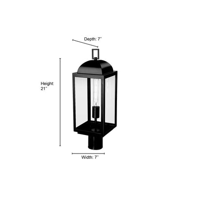 Millennium Beaufort 1Lt 21" Outdoor Post Lantern, Black/Clear