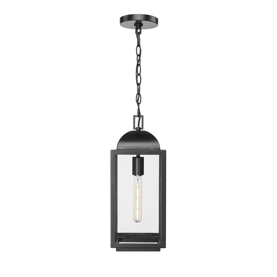 Millennium Beaufort 1Lt 7" Outdoor Hanging Lantern, Black/Clear