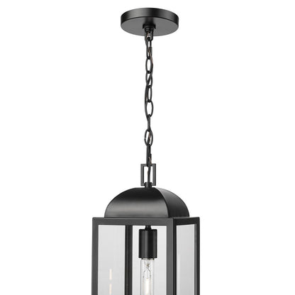 Millennium Beaufort 1Lt 7" Outdoor Hanging Lantern, Black/Clear
