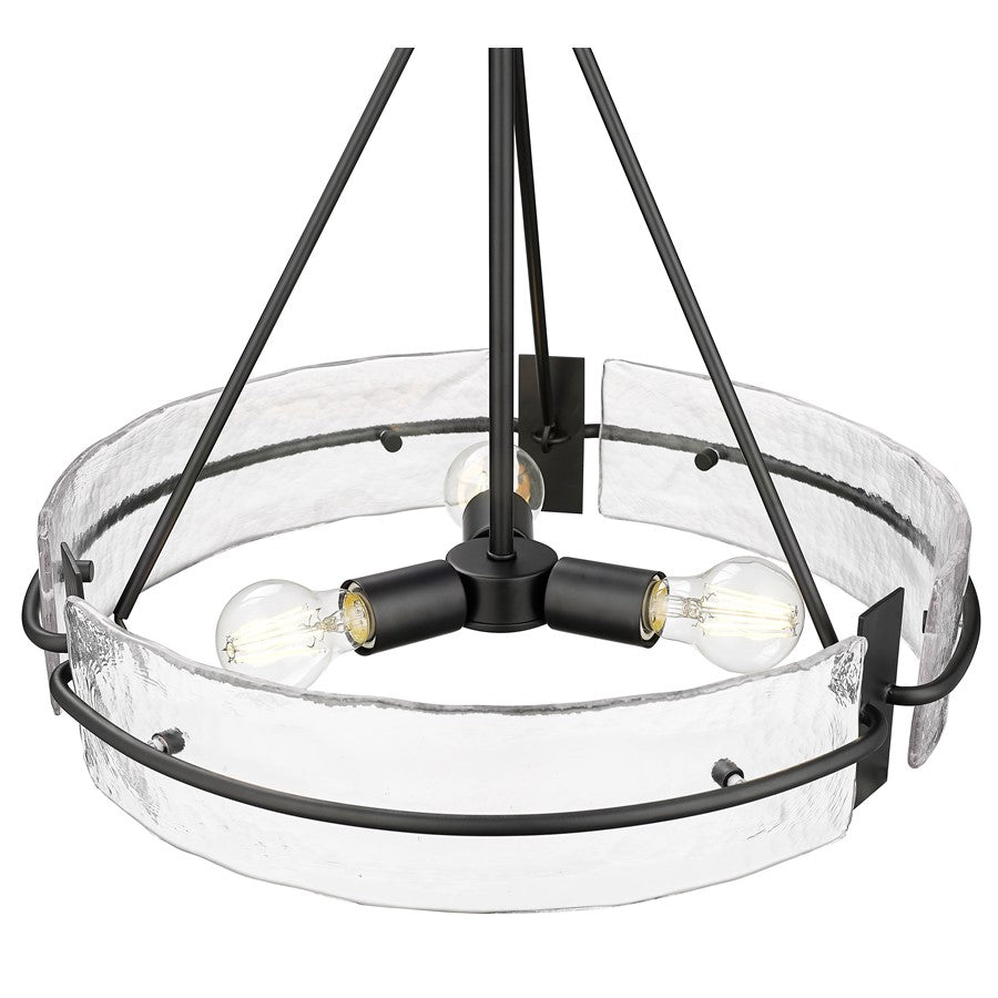 Millennium Lighting Rezi 3Lt 17" Pendant, Black/Clear Handmade