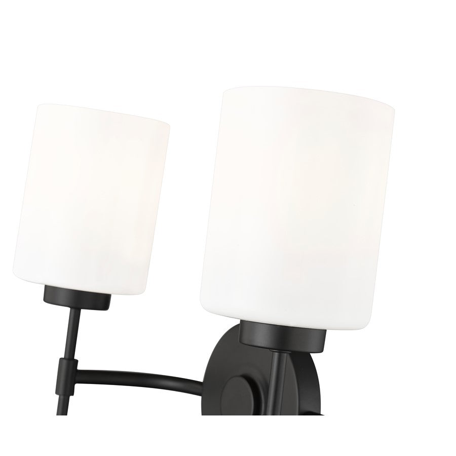 Millennium Lighting Keylee 2Lt 16" Vanity, Black/Glossy Opal White