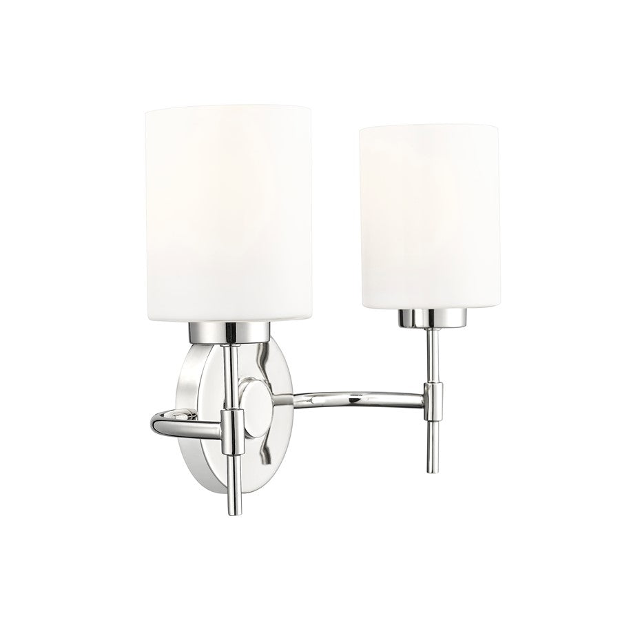Millennium Lighting Keylee 2Lt 16" Vanity, Nickel/Glossy Opal White