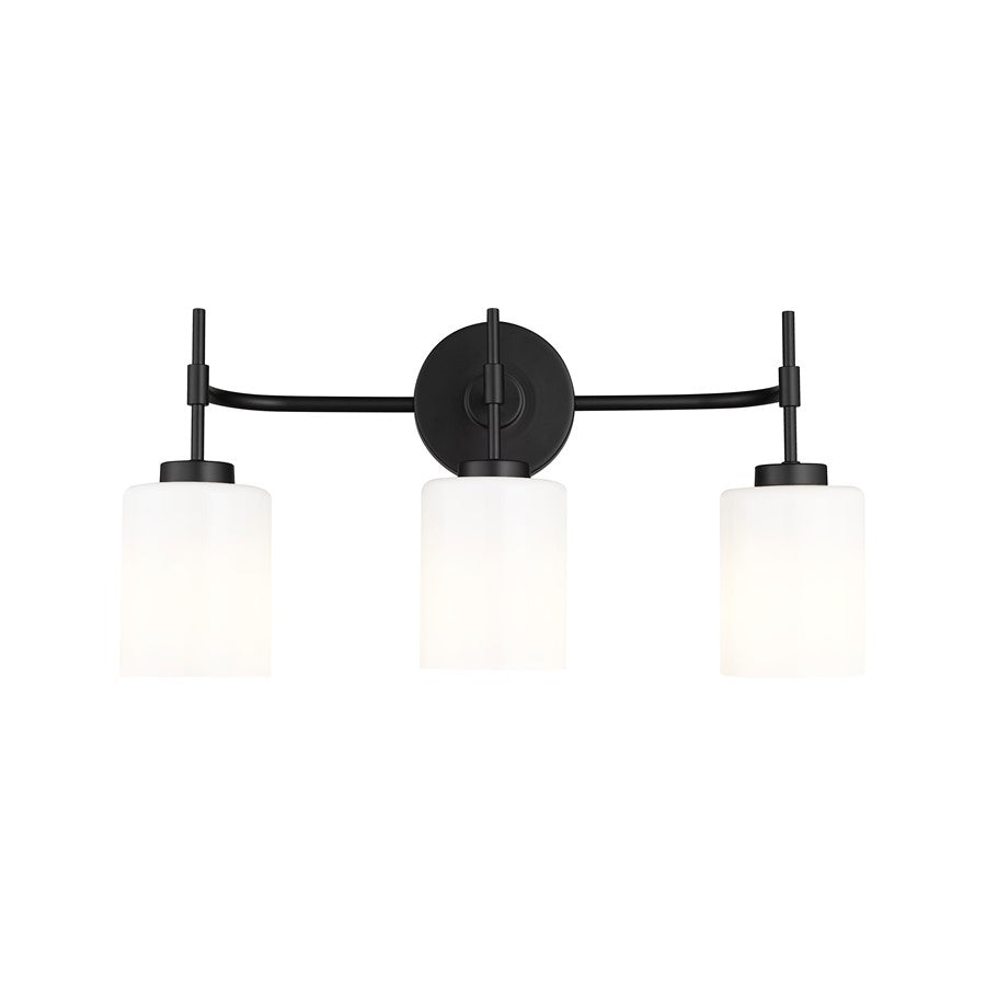 Millennium Lighting Keylee 3Lt 22" Vanity, Black/Glossy Opal White