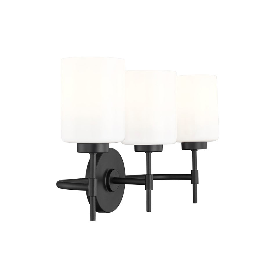 Millennium Lighting Keylee 3Lt 22" Vanity, Black/Glossy Opal White