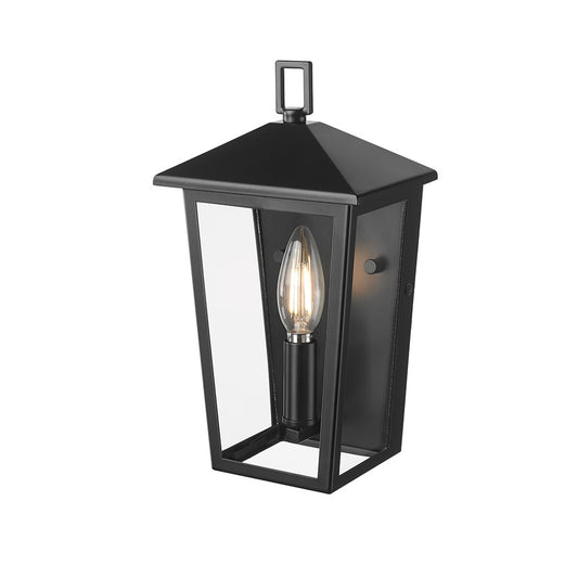 Millennium Lighting Munger 1Lt 11" Outdoor Wall Sconce, Black/Clear - 198001-PBK