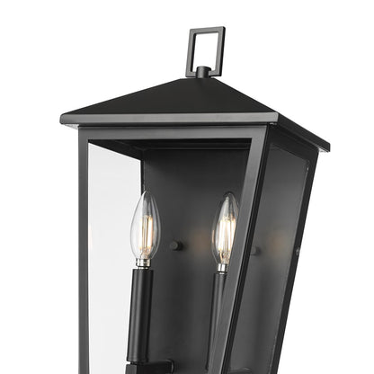 Millennium Lighting Munger 2Lt 17" Outdoor Wall Sconce, Black/Clear