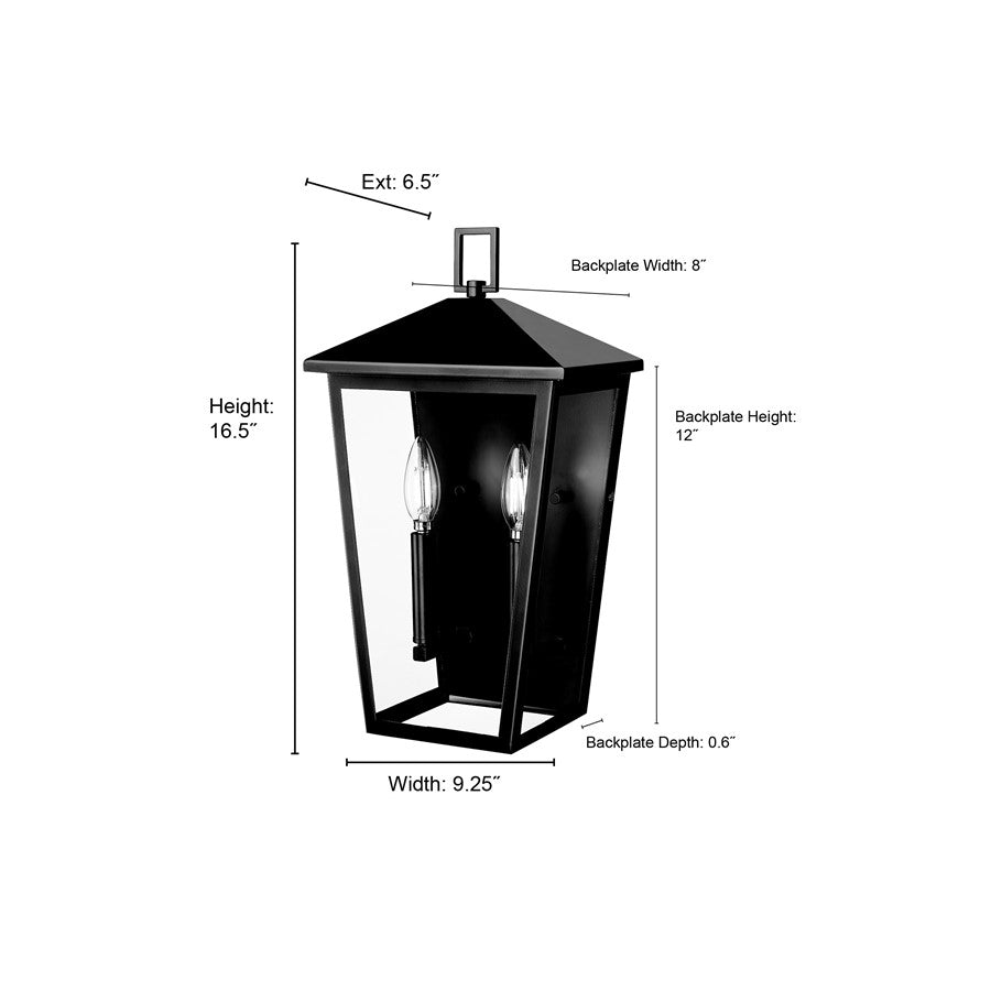 Millennium Lighting Munger 2Lt 17" Outdoor Wall Sconce, Black/Clear