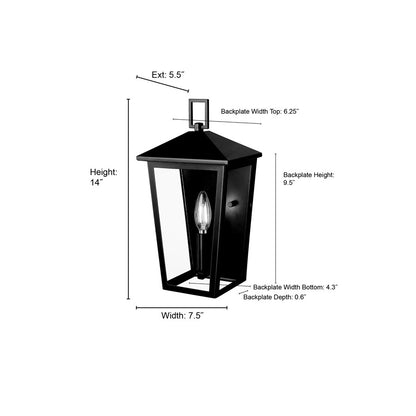 Millennium Lighting Munger 1Lt 14" Outdoor Wall Sconce, Black/Clear