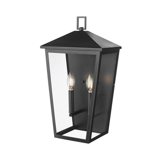 Millennium Lighting Munger 2Lt 20" Outdoor Wall Sconce, Black/Clear - 198102-PBK