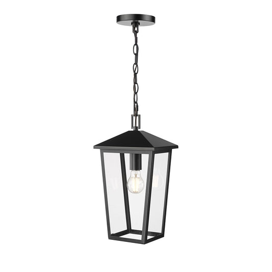Millennium Munger 1Lt 9" Outdoor Hanging Pendant, Black/Clear - 198201-PBK