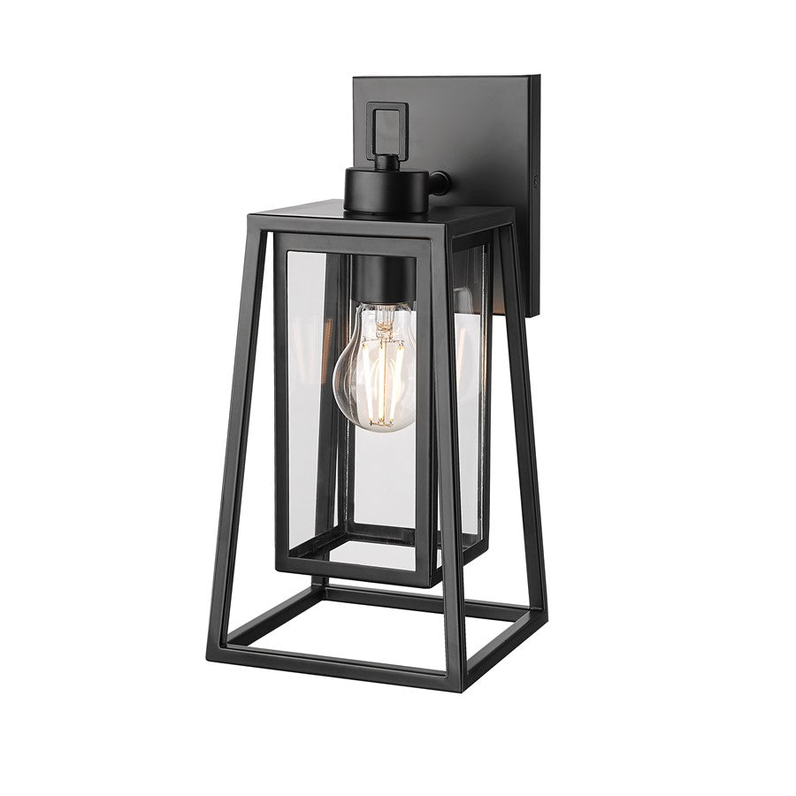 Millennium Lighting Denzell 1Lt 14" Outdoor Sconce, Black/Clear - 198401-PBK