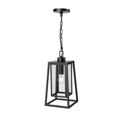 Millennium Denzell 1Lt 8" Outdoor Hanging Lantern, Black/Clear - 198602-PBK