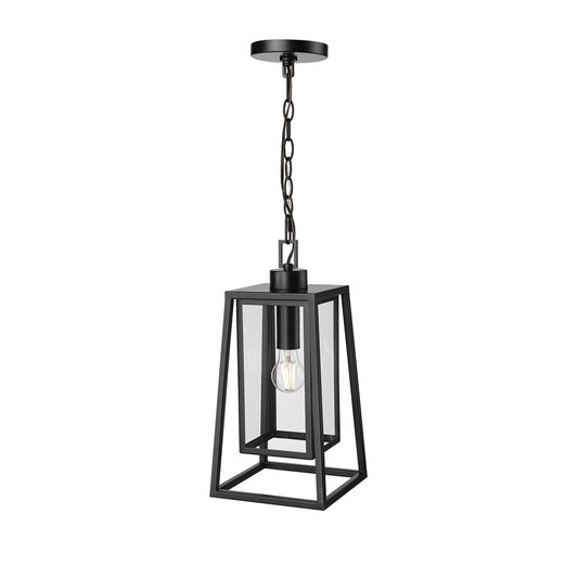 Millennium Denzell 1Lt 8" Outdoor Hanging Lantern, Black/Clear - 198602-PBK