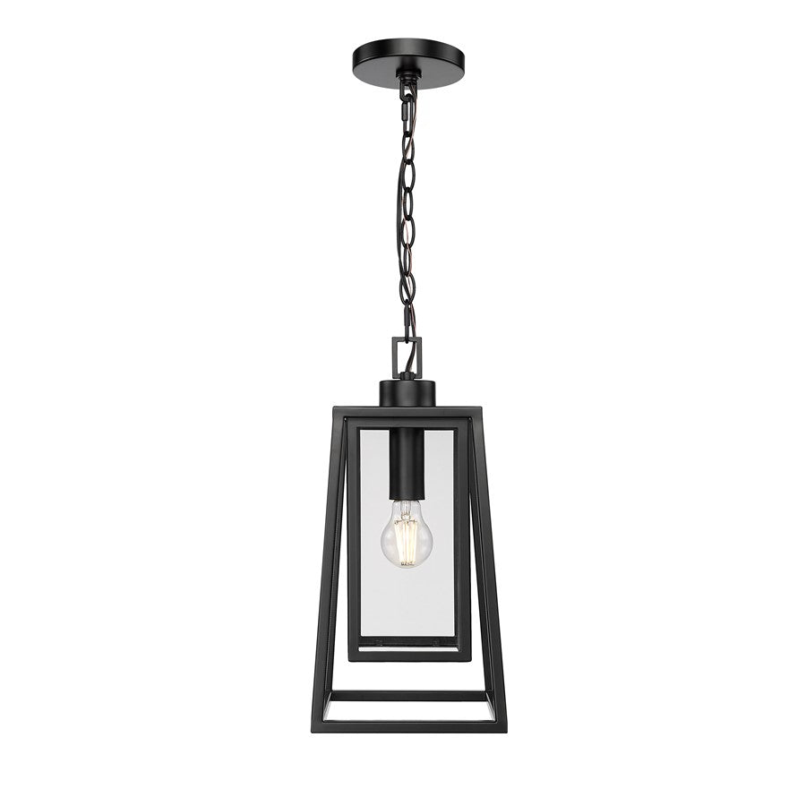 Millennium Denzell 1Lt 8" Outdoor Hanging Lantern, Black/Clear