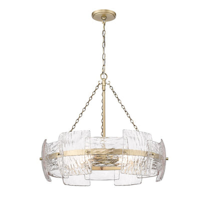 Millennium Sinclara 4Lt 25" Pendant, Brass/Clear Corrugated Pattern - 199904-VB