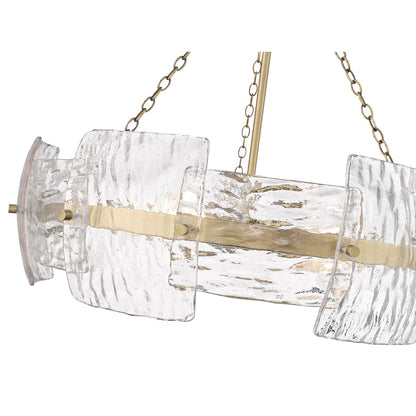 Millennium Sinclara 4Lt 25" Pendant, Brass/Clear Corrugated Pattern