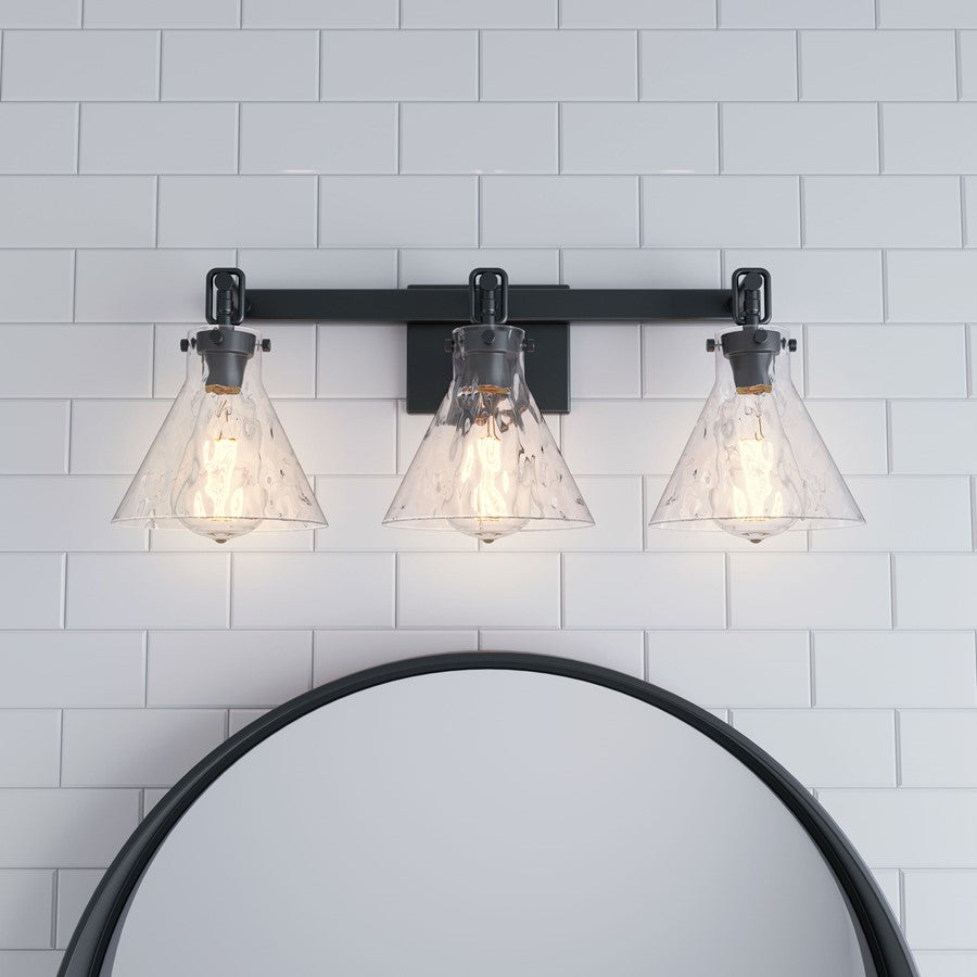 Millennium Lighting Barlon 3Lt Vanity, Black/Clear