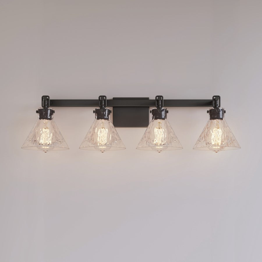 Millennium Lighting Barlon 34.75" 4Lt Vanity, Matte Black/Clear Water