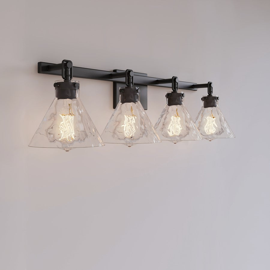 Millennium Lighting Barlon 34.75" 4Lt Vanity, Matte Black/Clear Water