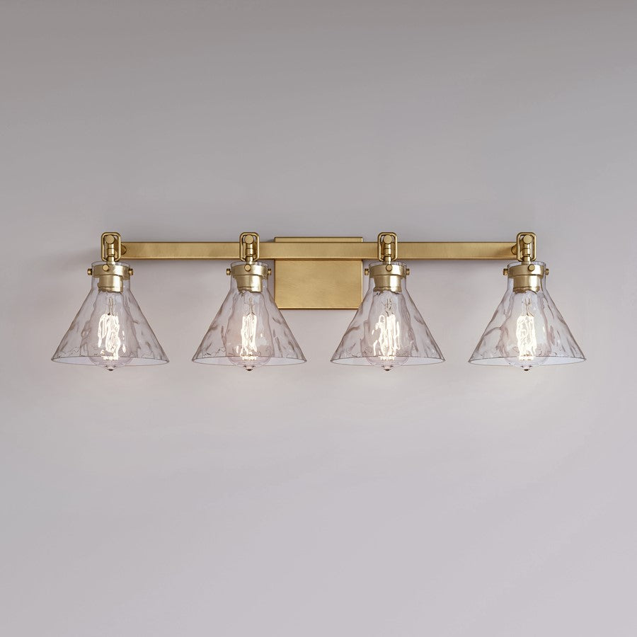 Millennium Barlon 34.75" 4Lt Vanity, Vintage Brass/Clear Water