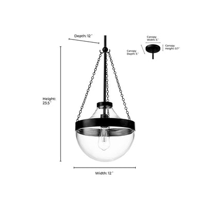 Millennium Lighting Clarra 1Lt Pendant, Polished Nickel