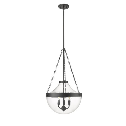 Millennium Lighting Clarra 3Lt Pendant, Black/Clear - 20103-MB