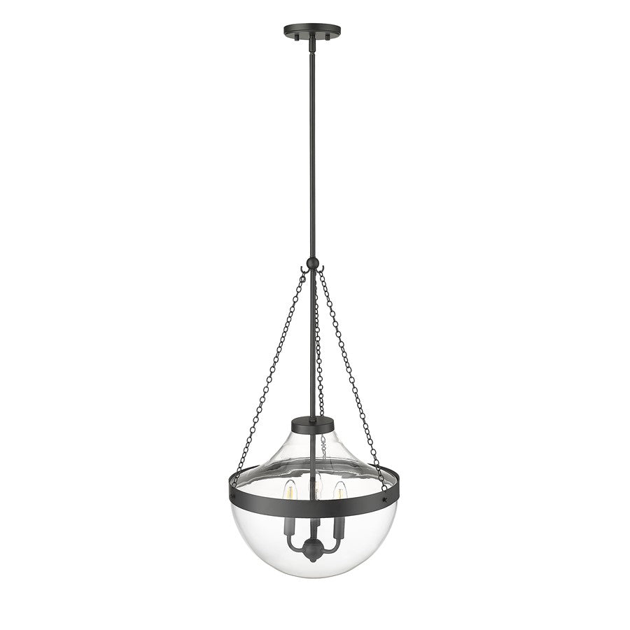 Millennium Lighting Clarra 3Lt Pendant, Black/Clear